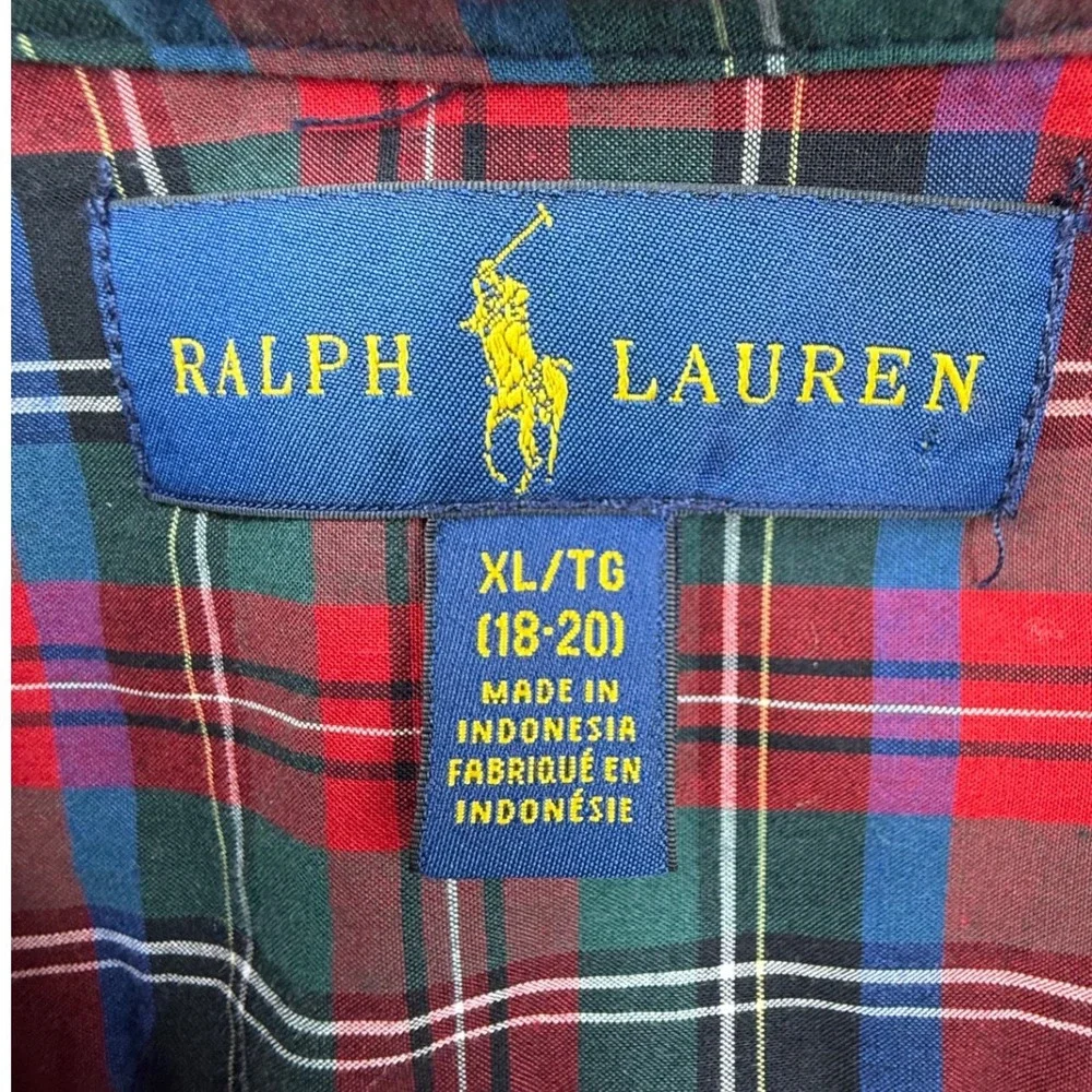 Ralph Lauren Kids Plaid Button Down Shirt‎ Long Sleeve XL 18-20 preppy academic